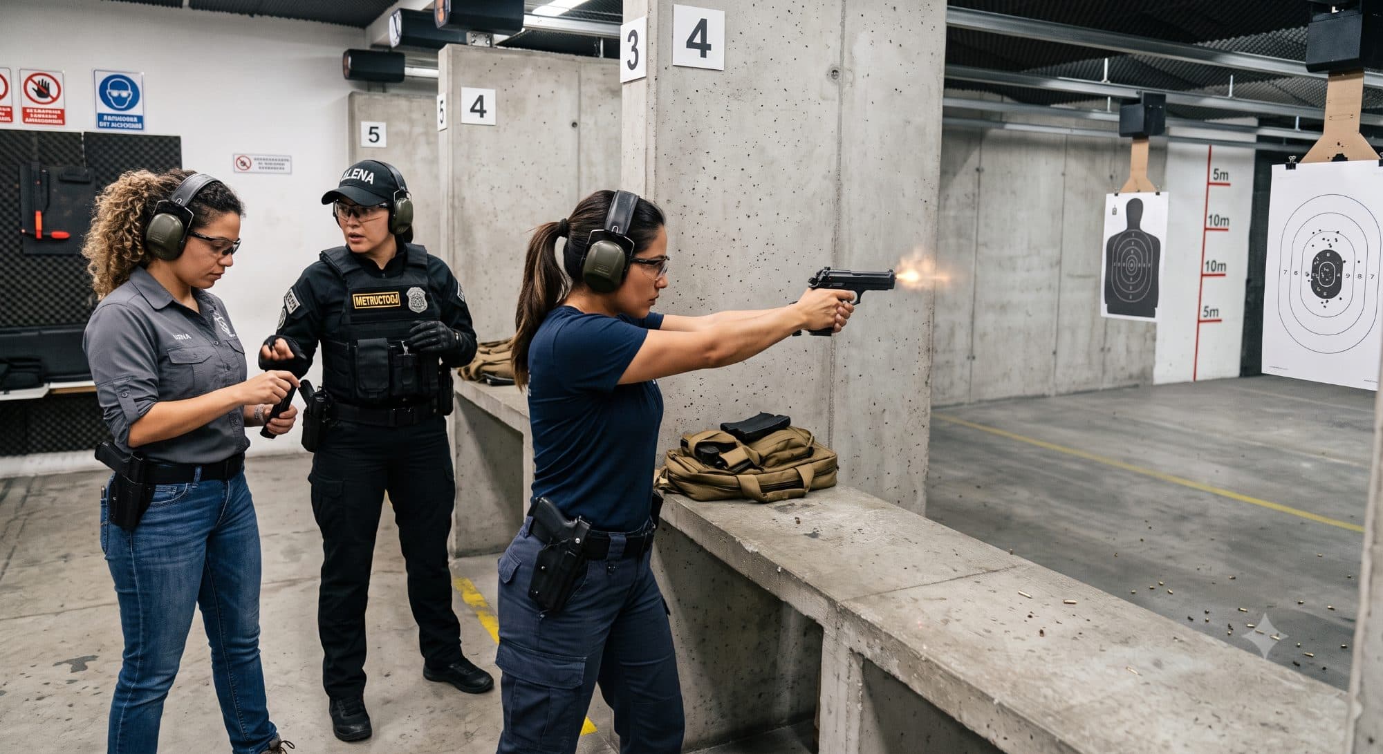 Dos mujeres entrenando en un polígono de tiro